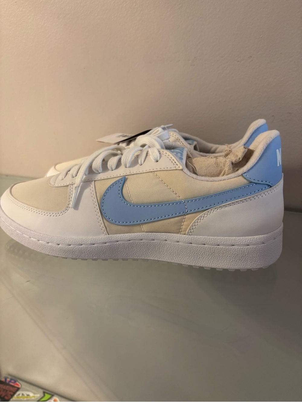Nike Kids Low-Top Sneakers in White and Light Blue